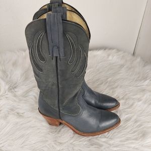 Frye Women's Gray Suede Leather Cowboy Western Heeled Boots 7174 Size 6.5B Wings